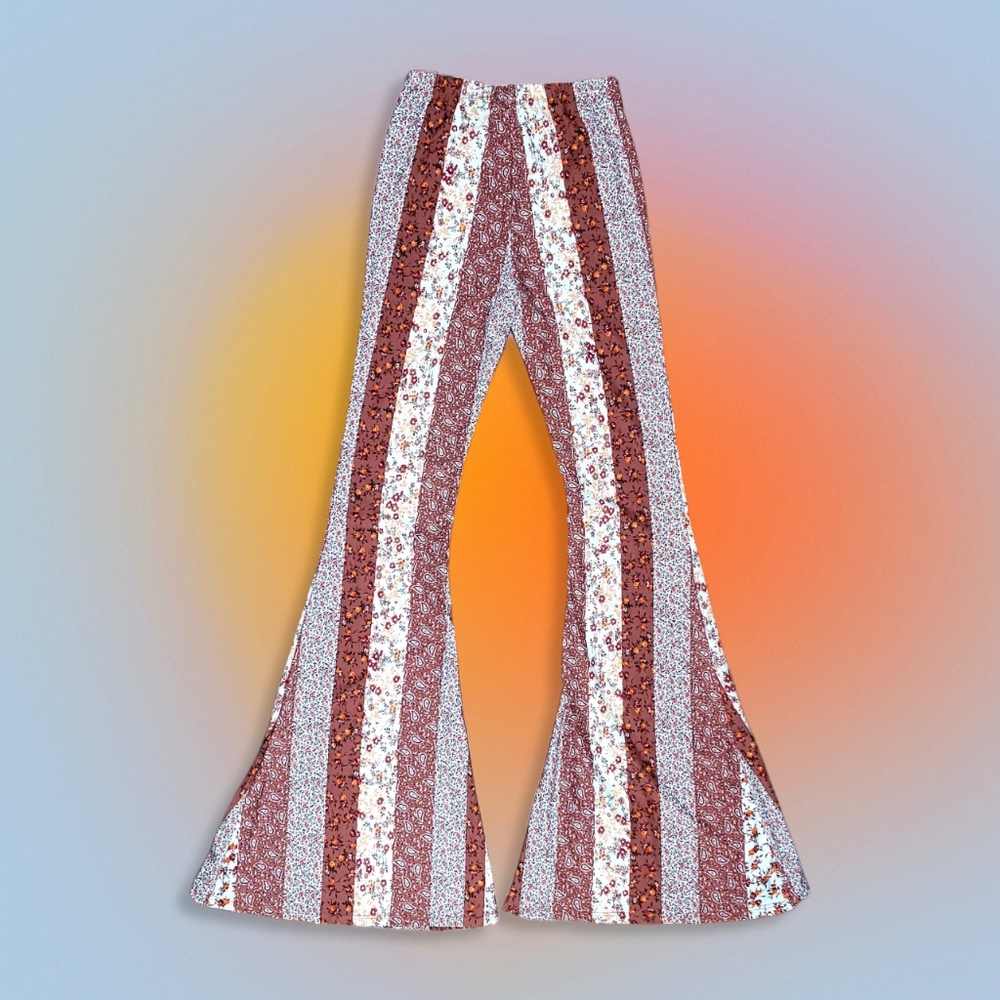 ❤️ 70's Floral Inspired Flare High-Waisted Stretchy Pant | Forever 21 | XS